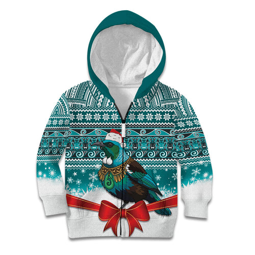 New Zealand Tui Bird Christmas Kid Hoodie Maori Inspired Knitted Patterns