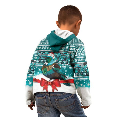 New Zealand Tui Bird Christmas Kid Hoodie Maori Inspired Knitted Patterns
