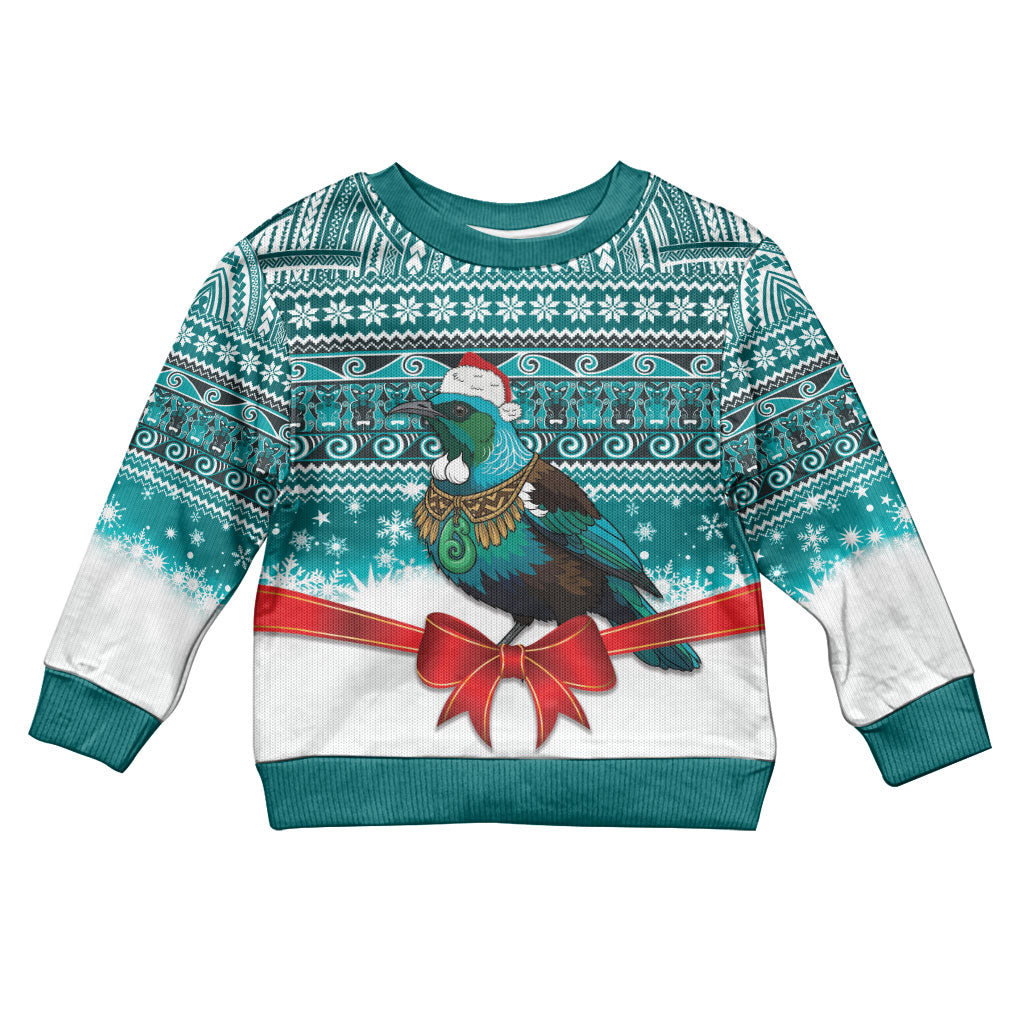 New Zealand Tui Bird Christmas Kid Ugly Christmas Sweater Maori Inspired Knitted Patterns