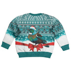 New Zealand Tui Bird Christmas Kid Ugly Christmas Sweater Maori Inspired Knitted Patterns