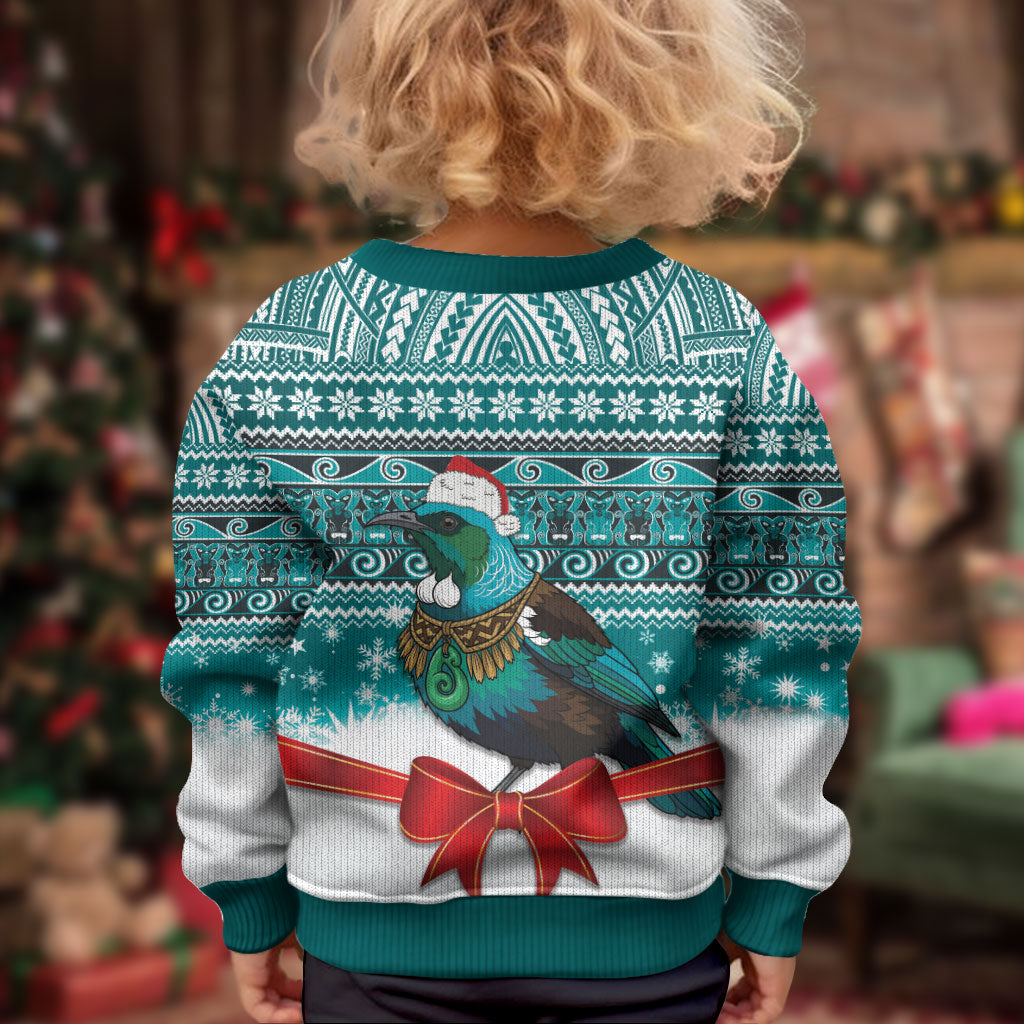 New Zealand Tui Bird Christmas Kid Ugly Christmas Sweater Maori Inspired Knitted Patterns