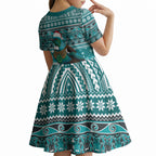 New Zealand Tui Bird Christmas Kid Short Sleeve Dress Maori Inspired Knitted Patterns