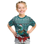 New Zealand Tui Bird Christmas Kid T Shirt Maori Inspired Knitted Patterns