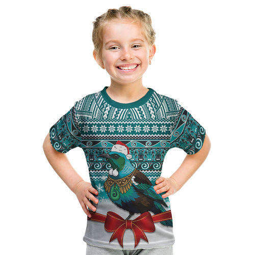 New Zealand Tui Bird Christmas Kid T Shirt Maori Inspired Knitted Patterns