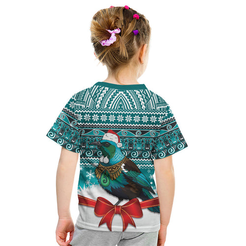 New Zealand Tui Bird Christmas Kid T Shirt Maori Inspired Knitted Patterns