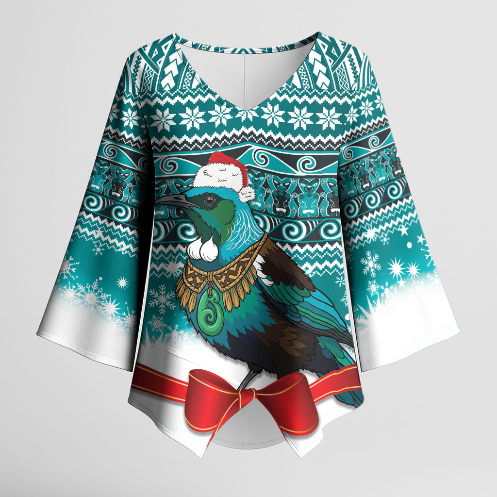 New Zealand Tui Bird Christmas Kimono Sleeve Blouse Maori Inspired Knitted Patterns