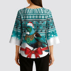 New Zealand Tui Bird Christmas Kimono Sleeve Blouse Maori Inspired Knitted Patterns