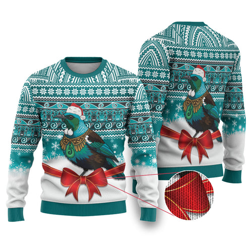 New Zealand Tui Bird Christmas Ugly Christmas Sweater Maori Inspired Knitted Patterns