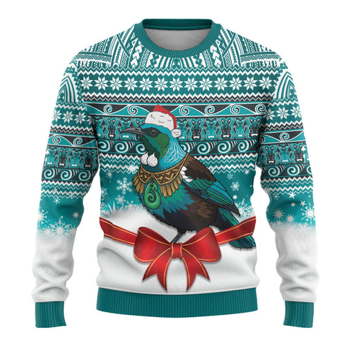 New Zealand Tui Bird Christmas Ugly Christmas Sweater Maori Inspired Knitted Patterns