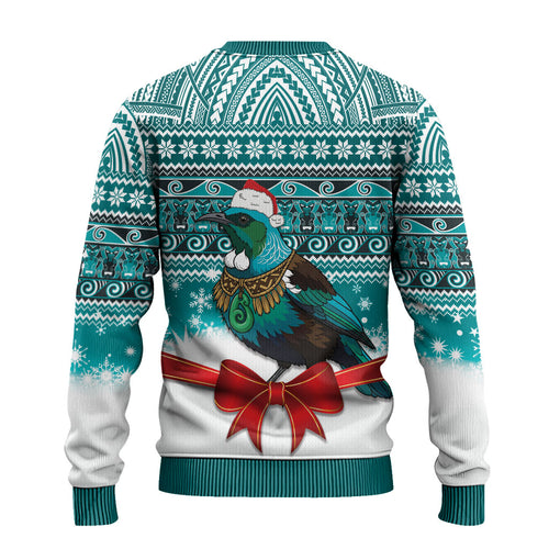 New Zealand Tui Bird Christmas Ugly Christmas Sweater Maori Inspired Knitted Patterns