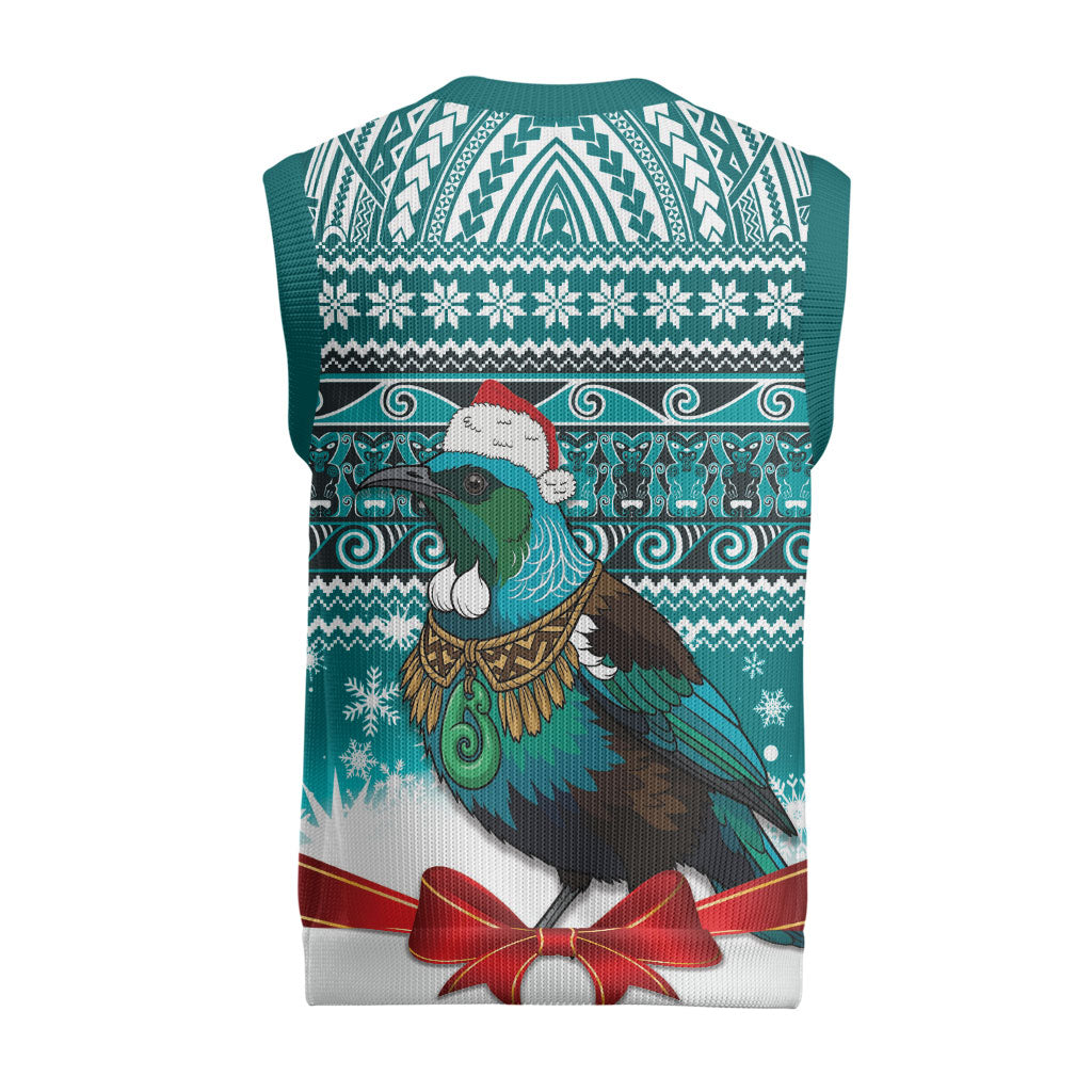 New Zealand Tui Bird Christmas Knitted V-Neck Vest Maori Inspired Knitted Patterns