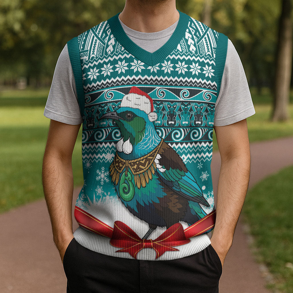 New Zealand Tui Bird Christmas Knitted V-Neck Vest Maori Inspired Knitted Patterns