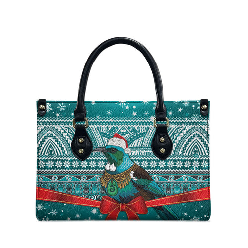 New Zealand Tui Bird Christmas Leather Bag Maori Inspired Knitted Patterns