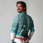 New Zealand Tui Bird Christmas Long Sleeve Polo Shirt Maori Inspired Knitted Patterns