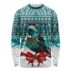 New Zealand Tui Bird Christmas Long Sleeve Shirt Maori Inspired Knitted Patterns