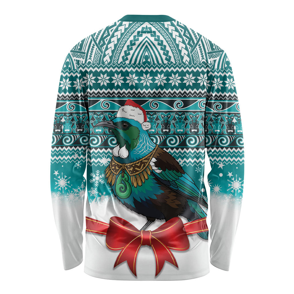 New Zealand Tui Bird Christmas Long Sleeve Shirt Maori Inspired Knitted Patterns