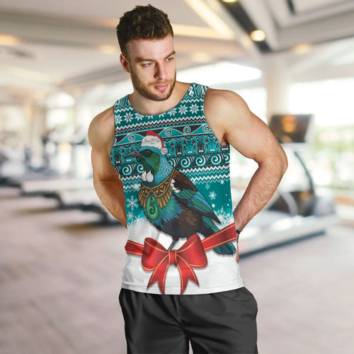 New Zealand Tui Bird Christmas Men Tank Top Maori Inspired Knitted Patterns