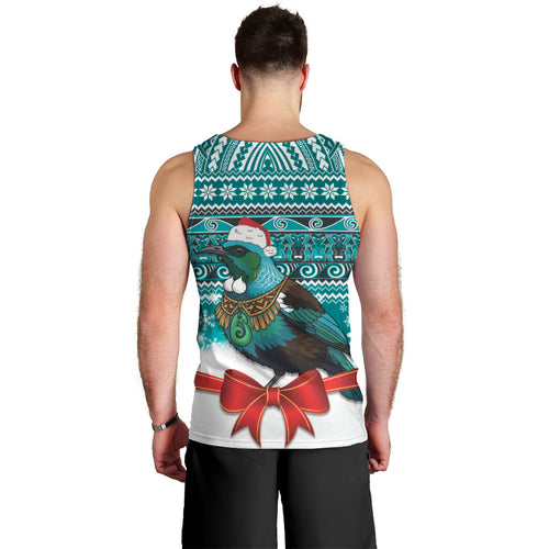 New Zealand Tui Bird Christmas Men Tank Top Maori Inspired Knitted Patterns