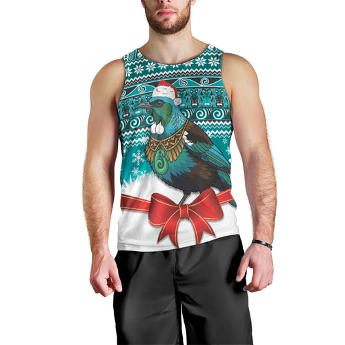 New Zealand Tui Bird Christmas Men Tank Top Maori Inspired Knitted Patterns