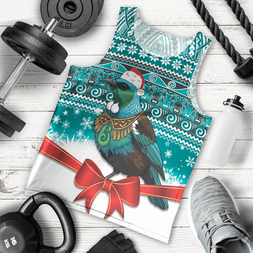 New Zealand Tui Bird Christmas Men Tank Top Maori Inspired Knitted Patterns