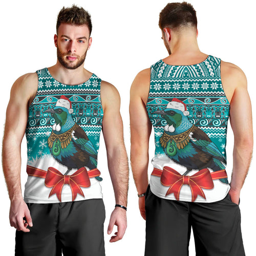 New Zealand Tui Bird Christmas Men Tank Top Maori Inspired Knitted Patterns