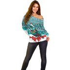 New Zealand Tui Bird Christmas Off Shoulder Sweater Maori Inspired Knitted Patterns