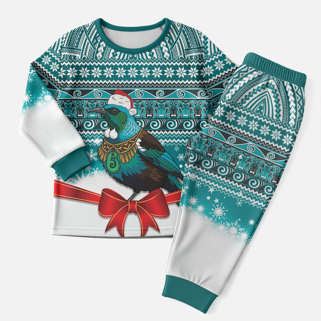 New Zealand Tui Bird Christmas Pajama Set Maori Inspired Knitted Patterns