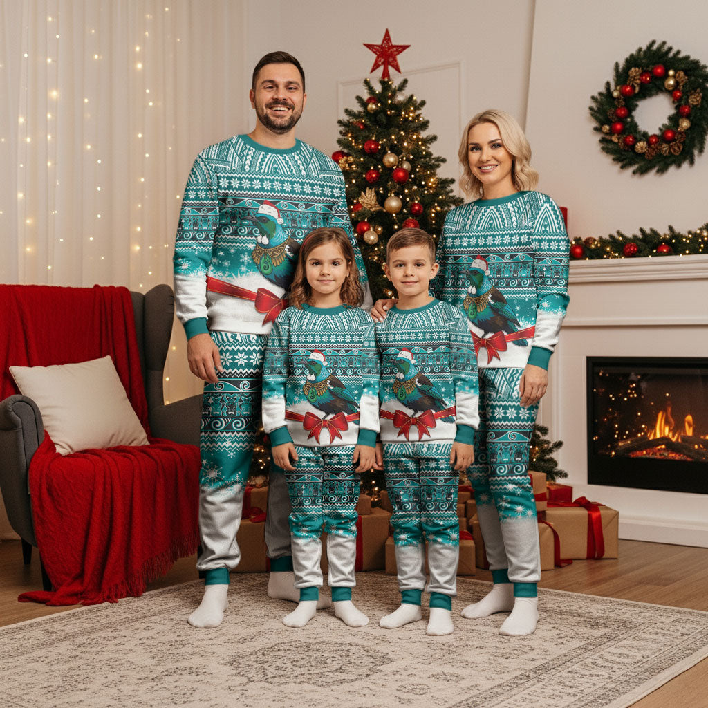 New Zealand Tui Bird Christmas Pajama Set Maori Inspired Knitted Patterns