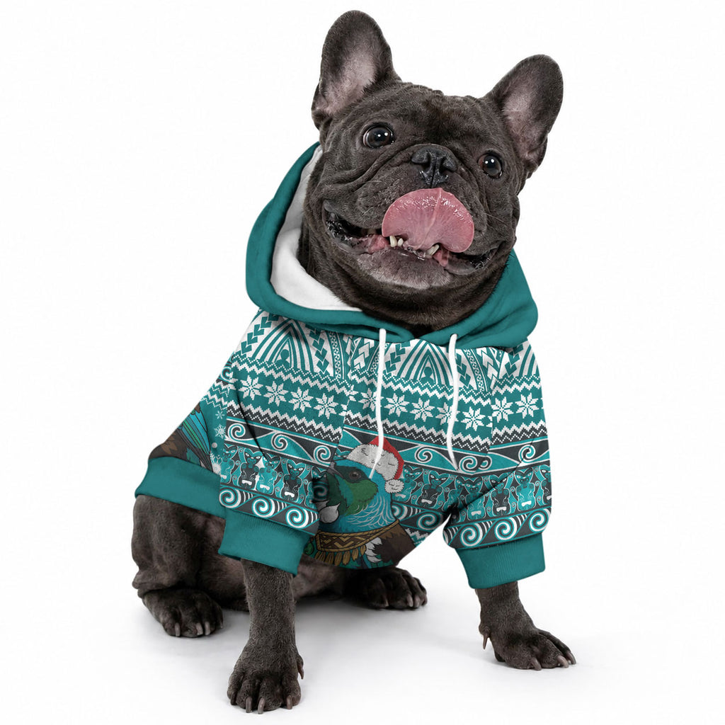 New Zealand Tui Bird Christmas Pet Hoodie Maori Inspired Knitted Patterns
