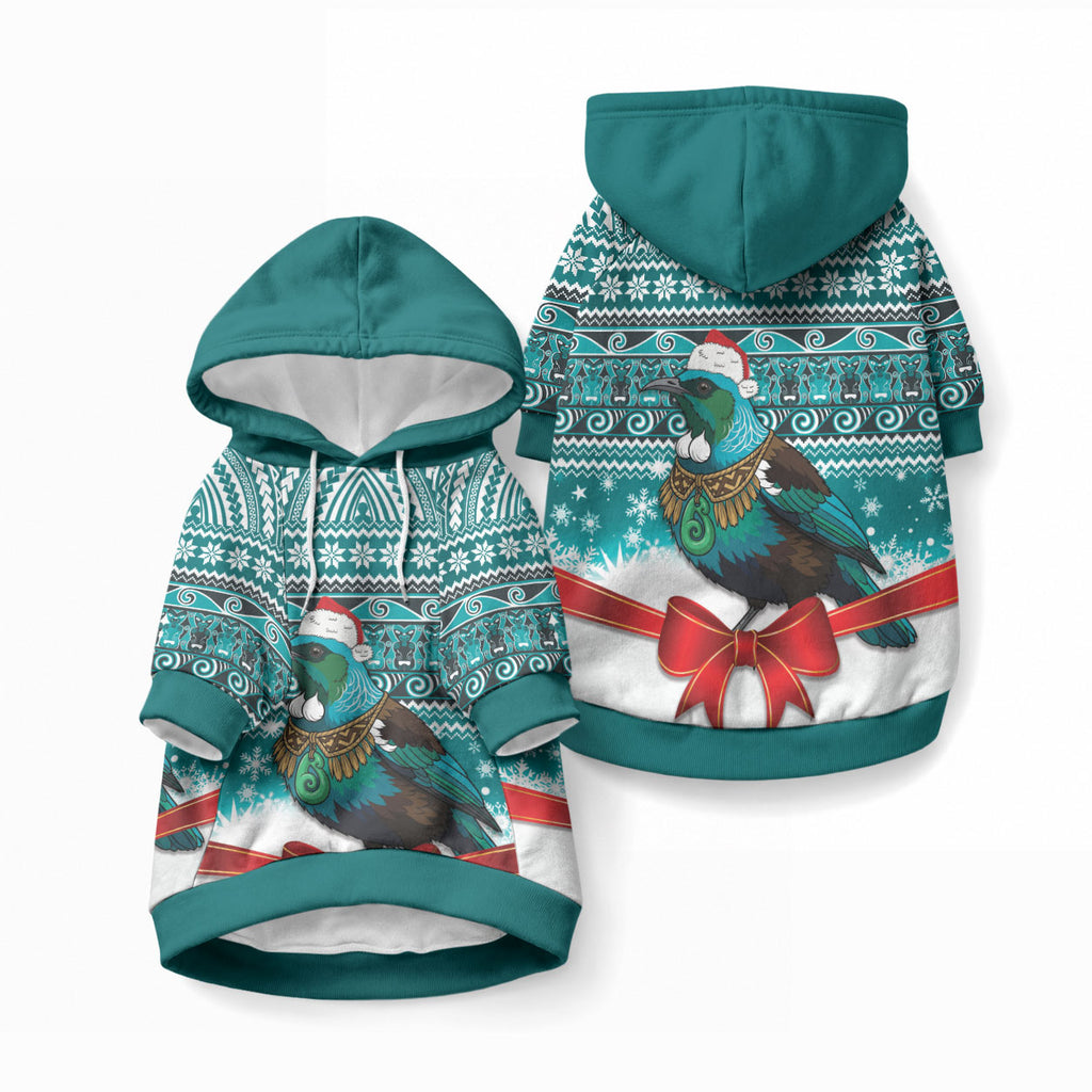 New Zealand Tui Bird Christmas Pet Hoodie Maori Inspired Knitted Patterns