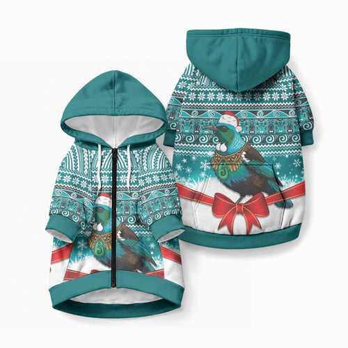 New Zealand Tui Bird Christmas Pet Hoodie Maori Inspired Knitted Patterns