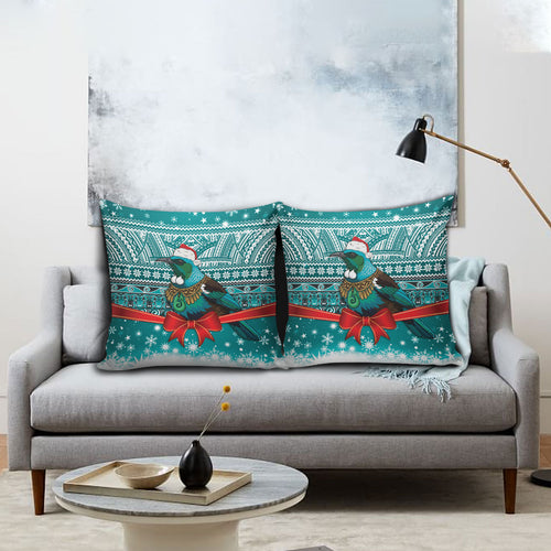 New Zealand Tui Bird Christmas Pillow Cover Maori Inspired Knitted Patterns