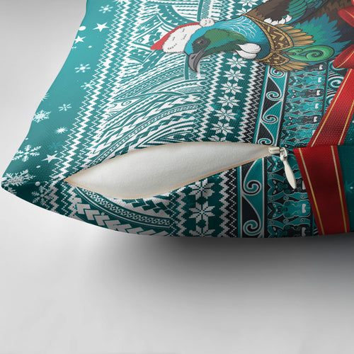 New Zealand Tui Bird Christmas Pillow Cover Maori Inspired Knitted Patterns