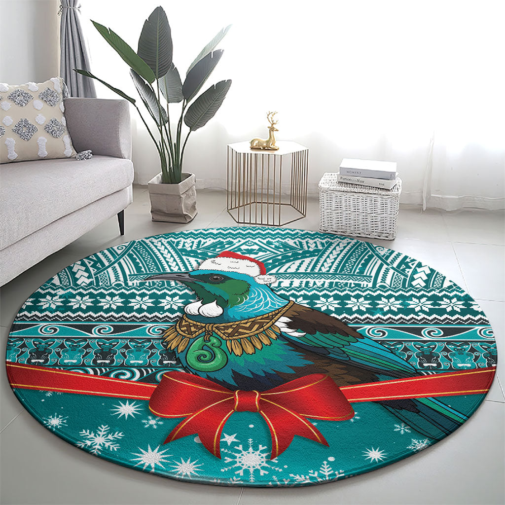 New Zealand Tui Bird Christmas Round Carpet Maori Inspired Knitted Patterns