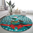 New Zealand Tui Bird Christmas Round Carpet Maori Inspired Knitted Patterns