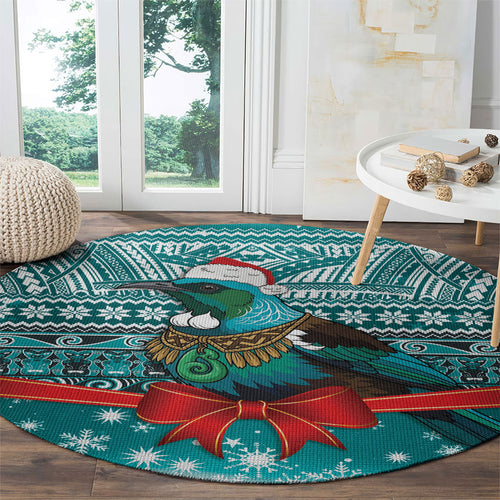 New Zealand Tui Bird Christmas Round Carpet Maori Inspired Knitted Patterns