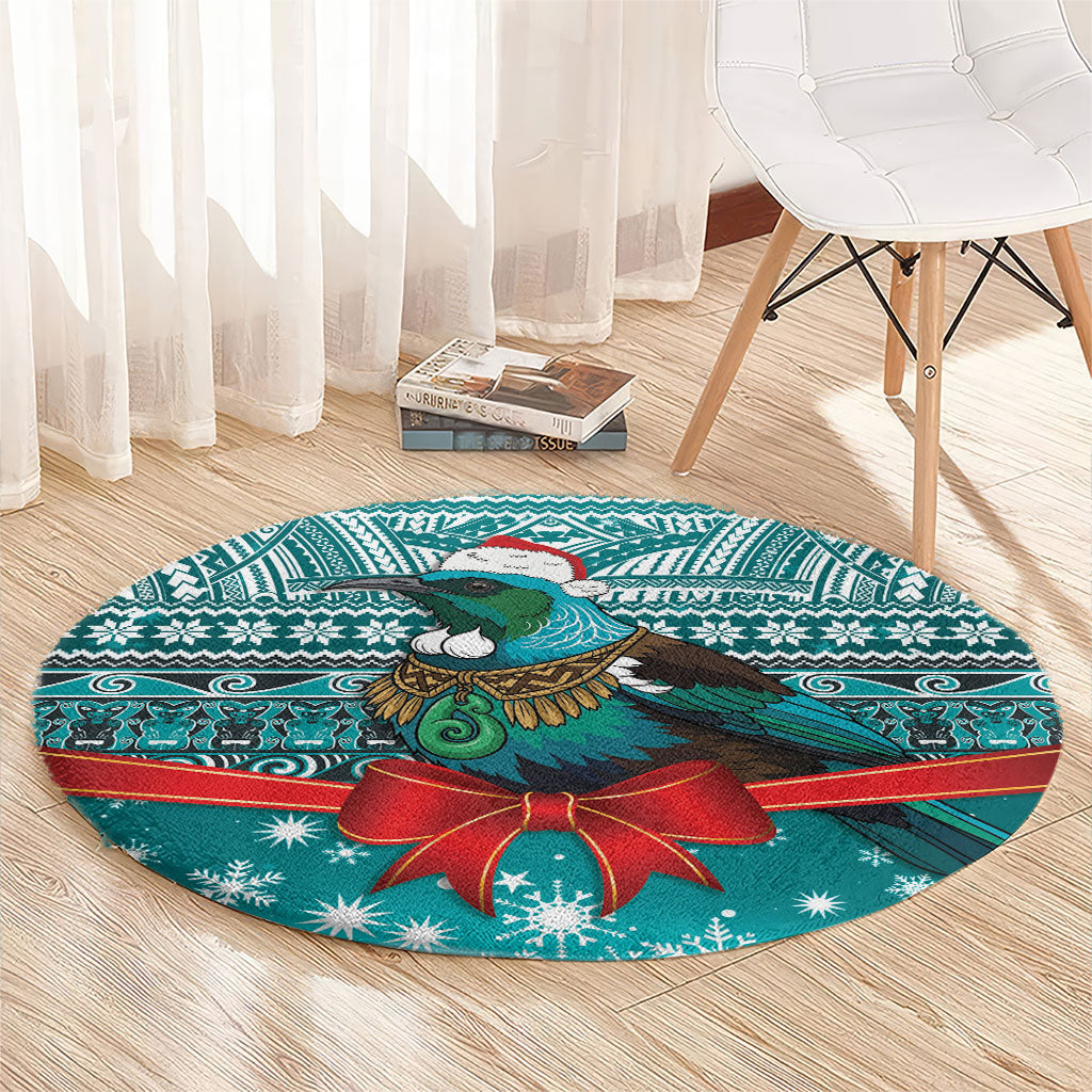 New Zealand Tui Bird Christmas Round Carpet Maori Inspired Knitted Patterns