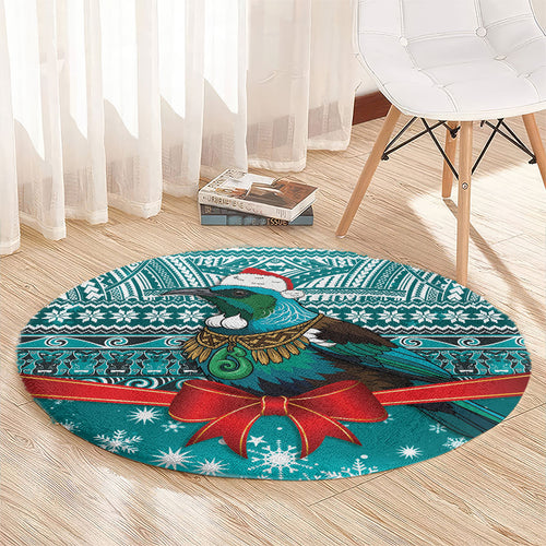 New Zealand Tui Bird Christmas Round Carpet Maori Inspired Knitted Patterns