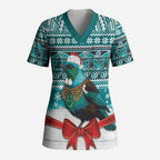 New Zealand Tui Bird Christmas Scrub Top Maori Inspired Knitted Patterns