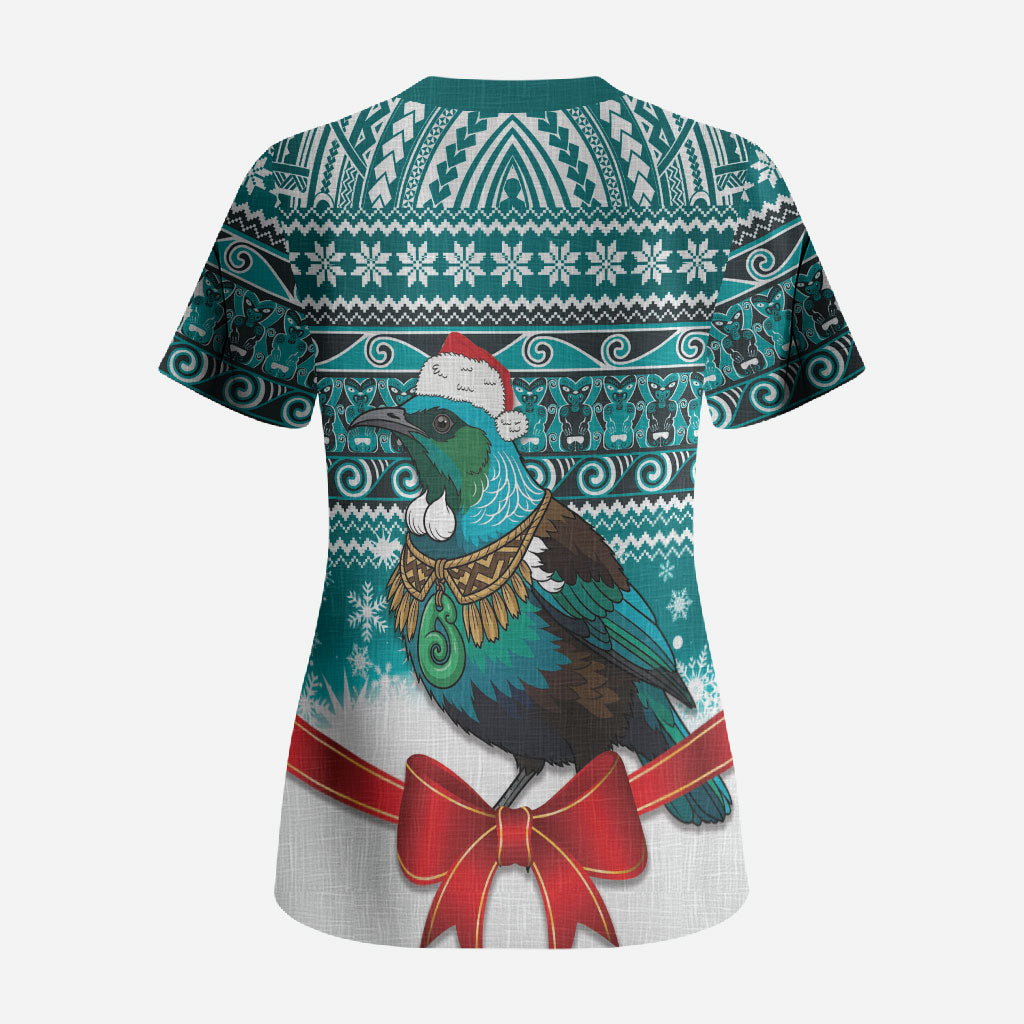 New Zealand Tui Bird Christmas Scrub Top Maori Inspired Knitted Patterns