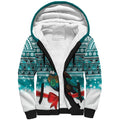 New Zealand Tui Bird Christmas Sherpa Hoodie Maori Inspired Knitted Patterns