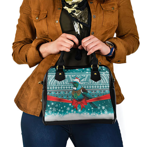 New Zealand Tui Bird Christmas Shoulder Handbag Maori Inspired Knitted Patterns