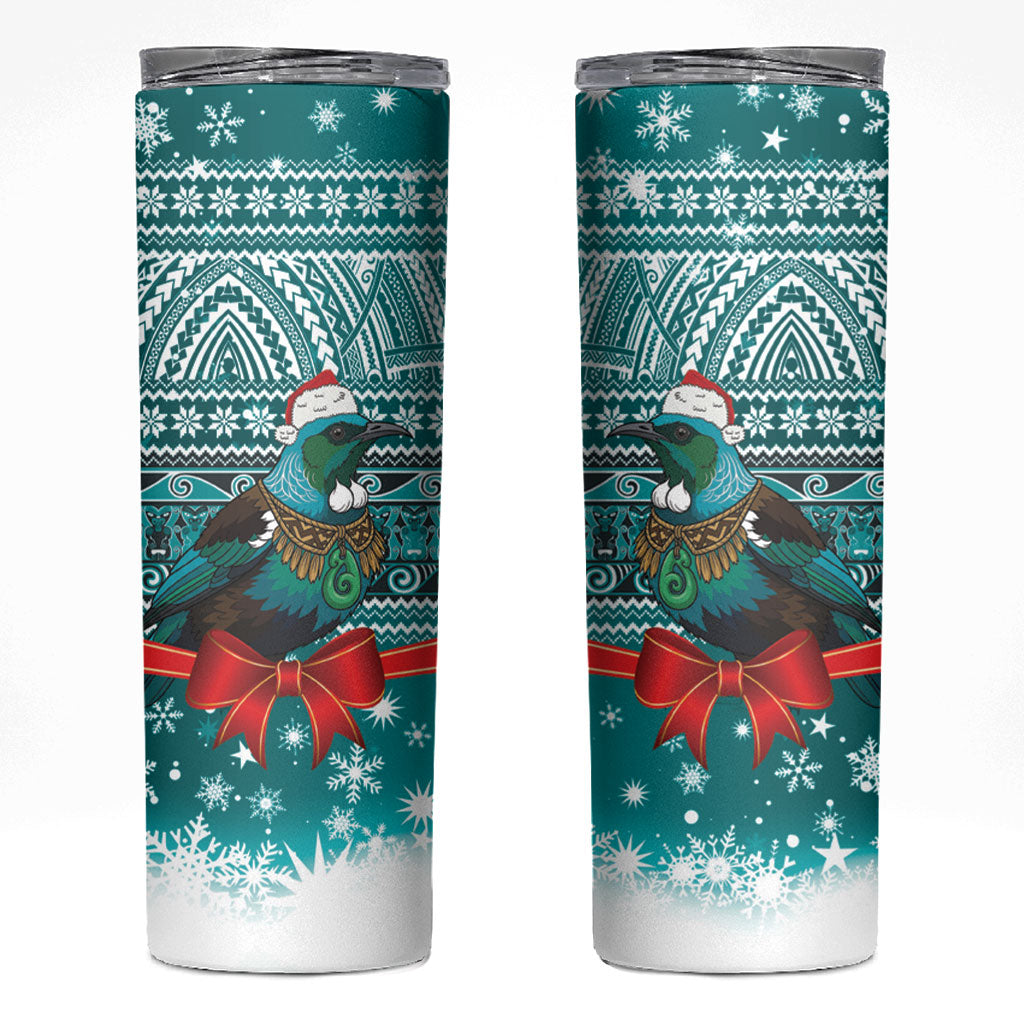 New Zealand Tui Bird Christmas Skinny Tumbler Maori Inspired Knitted Patterns
