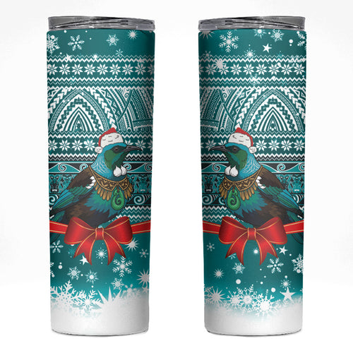 New Zealand Tui Bird Christmas Skinny Tumbler Maori Inspired Knitted Patterns