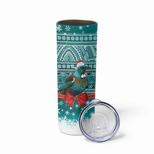 New Zealand Tui Bird Christmas Skinny Tumbler Maori Inspired Knitted Patterns