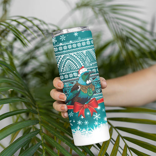 New Zealand Tui Bird Christmas Skinny Tumbler Maori Inspired Knitted Patterns