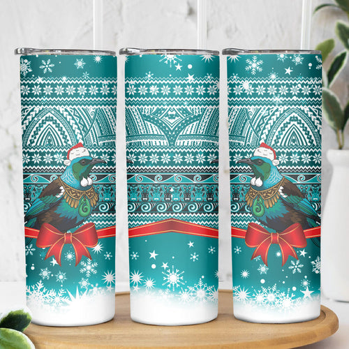 New Zealand Tui Bird Christmas Skinny Tumbler Maori Inspired Knitted Patterns