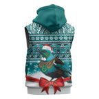 New Zealand Tui Bird Christmas Sleeveless Hoodie Maori Inspired Knitted Patterns