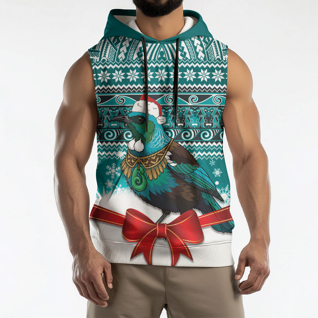 New Zealand Tui Bird Christmas Sleeveless Hoodie Maori Inspired Knitted Patterns