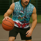New Zealand Tui Bird Christmas Sleeveless Zip Hoodie Maori Inspired Knitted Patterns